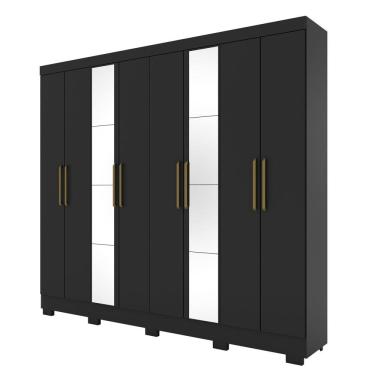 Imagem de Guarda-roupas 8 Portas com Espelho Portugal Espresso Móveis Preto