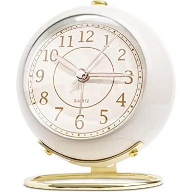 Imagem de Relógios de mesa pequenos, silenciosos, clássicos, sem tique-taque, para quarto de crianças, despertador, analógico, operado por bateria, com luz de fundo, vidro HD, para decoração de quarto e sala de