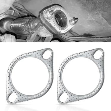 Imagem de JUSTTOP 2 peças de gaxeta de escapamento de carro, vedação ultra com 2 parafusos, 7,6 cm, juntas de flange de escape, acessórios para carro (7,6 cm)