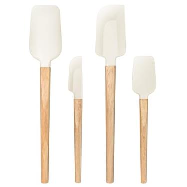 Imagem de Conjunto de espátulas de silicone de 4 peças - espátulas de borracha de grau alimentício, colher antiaderente e raspador de pote para cozinhar, assar, misturar, glacê - Resistente ao calor de até 315