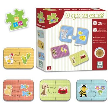 Imagem de Brinquedo Educativo Jogo Oque Eu Como Quebra Cabeça Figuras - Nig Brin