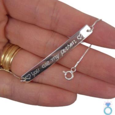 Imagem de Pulseira Placa Chapinha 6mm  Adulto Unissex Prata 925 Barata - Isa Ron