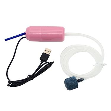 Imagem de Compressor de ar silencioso para aquário com bomba de ar de oxigênio com tubo de ar, bomba de ar USB para aquário