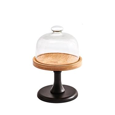 Imagem de Suporte de bolo bandeja de bolo alta com tampa, tampa de bolo de vidro transparente para obter a ponta, suporte de sobremesa, suporte de exibição de pão, prato de bolo, doces, cupcake, sobremesa