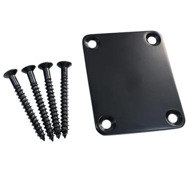 Imagem de OVSAL Placa de pescoço para guitarra, placa de articulação, peça de substituição de guitarra elétrica para Telecaster Neck Tele Neck Strat Neck Stratocaster Neck Bass Neck galvanizado preto