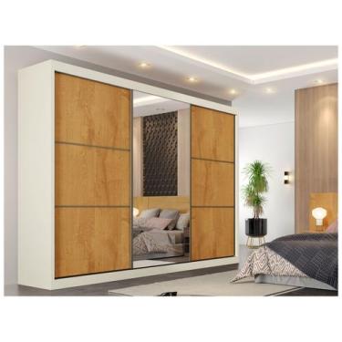 Imagem de Guarda-roupa Casal com Espelho 6 Gavetas 3 Portas de Correr Móveis Eur