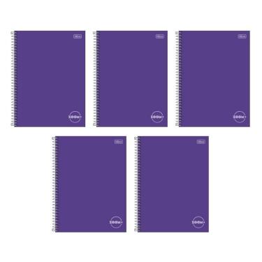 Imagem de Kit com 5 Cadernos Universitário Espiral Tilibra com 96 Folhas Pautadas Zoom Roxo Escolar Aula