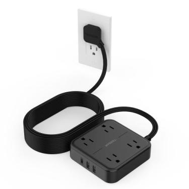 Imagem de Cabo de extensão TESSAN Surge Protector de 15 pés com 4 saídas, 3 USB