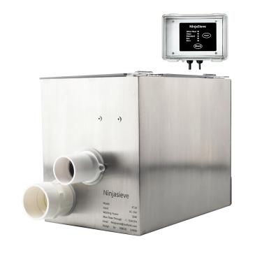 Imagem de Filtro de tambor rotativo automático NinjaSieve RDF para lagoa de tilápias Koi, piscicultura, aquário, hidroponia, aquicultura, aquaponia, com caixa de controle móvel, menor filtro de lago de carpas