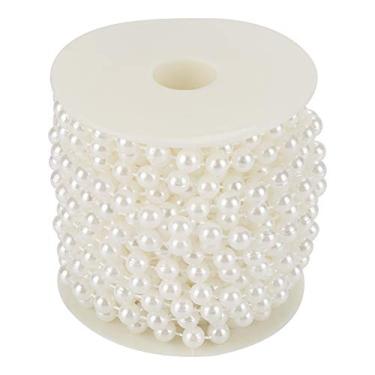 Imagem de 10 m/rolo 8 mm Linha de Algodão Contas de Pérola Artificiais Corrente Garland Flores Decoração de Casamento DIY Corda de Pérola de Artesanato (Branco)