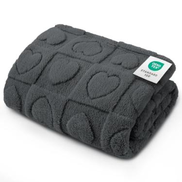 Imagem de Luciphia Cobertor de cachorro pequeno lavável para cama de animal de estimação macio e fofo cobertor de lã premium aconchegante e calmante para gatos internos cinza 104 x 79 cm