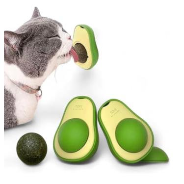 Imagem de Brinquedo Interativo De Abacate Com Catnip Erva Para Gato Natural Bola Para Lamber