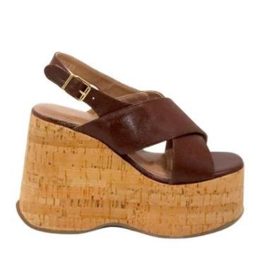 Imagem de Sandalia Anabela Plataforma Leruchel Transpassada Cacau-Feminino