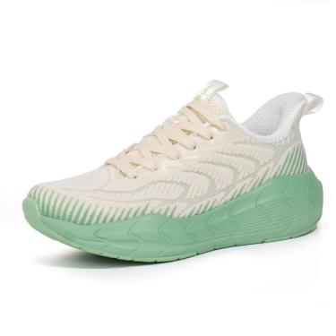 Imagem de Hawkwell Tênis de corrida feminino Cloud Zero Active Cushion para caminhada, tênis, antiderrapante, academia, atlético, moderno, tênis, Verde, 38