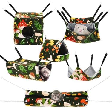 Imagem de Yeyeplum Pacote com 6 redes para furões e ratos, cama esconderijo de porquinho-da-índia, macio, pequeno para animais de estimação, brinquedo planador de túnel lavável, rede de brinquedo, acessórios de