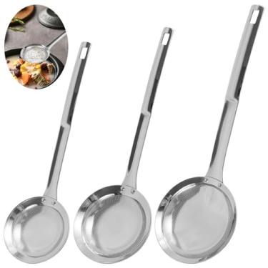 Imagem de Coador de malha fina de aço inoxidável Colher de escumadeira com cabo longo escorredor de malha fina, 2025 novas malhas de cozinha multifuncionais coador de alimentos para filtro de óleo espuma de