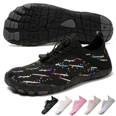 Imagem de Tênis de caminhada descalço feminino, masculino, unissex, respirável, antiderrapante para caminhada, bico largo, para caminhadas, corrida, ioga e esportes aquáticos, Preto colorido, 5 Wide Women/3