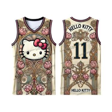 Imagem de Camiseta Casual Feminina Kawaii Hello Kitty Com Decote Redondo Para Co