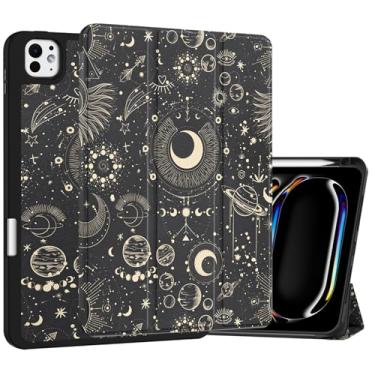 Imagem de Deokke Capa compatível com iPad Pro de 11 polegadas M4 de 5ª geração (2024) com suporte para lápis, capa traseira de TPU para hibernar/despertar automática com carregamento de lápis para iPad,