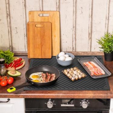 Imagem de Coberturas superiores de fogão grande tapete de cobertura de fogão elétrico 79,5 x 49,68 cm capas de fogão de silicone capa de fogão de secagem seguro para lava-louças tapete de forno para panelas