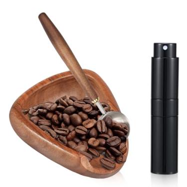 Imagem de Conjunto de xícara dosadora de café de madeira para dosagem de grãos de café e borrifador, copo medidor de grãos de café com spritzer de café expresso e colher, kit de acessórios para cafeteria