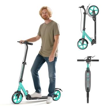 Imagem de Patinete para crianças a partir de 8 anos, adolescentes, adultos, scooter leve dobrável de suspensão dupla com rodas grandes de 20 cm, carga máxima de 109 kg de largura