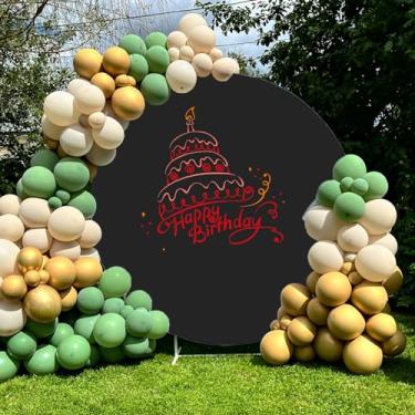 Imagem de DJAPWPX Capa de arco redondo de 2 metros/2,2 m, cor sólida, capa de fundo redonda, elástico, ajustável, arco circular, resistente a vincos, suporte de arco para decoração de festa de aniversário