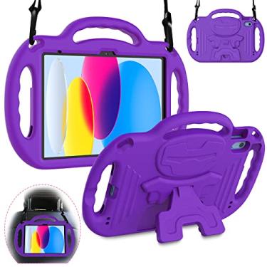 Imagem de SUPNICE Capa infantil para iPad 10ª geração, capa para iPad 10,9, [alça de ombro][alça leve] Capa protetora para crianças com suporte à prova de choque para iPad 11 polegadas 2022 (10ª geração) - Roxo
