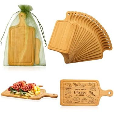 Imagem de Nuenen 40 peças mini tábuas de corte de madeira pequenas tábuas de queijo de charcutaria com cabo de facas, travessa de corte faça você mesmo para festa de presente de inauguração de casa de casamento