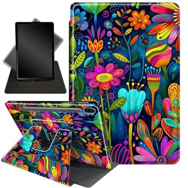 Imagem de Capa para Samsung Galaxy Tab S6 10,5 polegadas 2019 (modelo SM-T860/T865/T867), suporte giratório de 360 graus, capa protetora inteligente para Samsung Tab S6, flores coloridas
