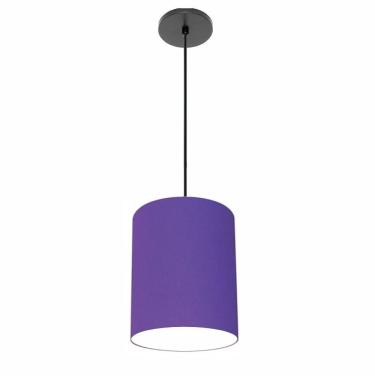 Imagem de Lustre Luminária Pendente Vivare Free Lux Pe-4104pr Cúpula Em Tecido 15x25cm Roxo Canopla Preta E Fio Preto