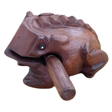 Imagem de Instrumentos de percussão Guiros marrom escuro de 12,7 cm, sapo de madeira, instrumento musical para decoração de casa, decoração artesanal (12,7 cm marrom escuro)