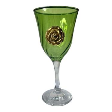 Imagem de Taça Cigana Esmeralda Lirio Rosa Super Luxo 330Ml -Vidro