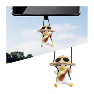 Imagem de LKAHG Ornamento de suspensão legal de carro de pato balançando, pingente de espelho retrovisor de veículo fofo engraçado, decoração suspensa de espelho retrovisor interior automotivo, universal para