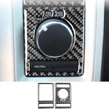 Imagem de Edinstry 4 peças de fibra de carbono preta 2WD/4WD puxador e acabamento de painel de ventilação central para Dodge RAM 1500 2009-2012, kit de adesivos de capa de moldura de controle interno do painel