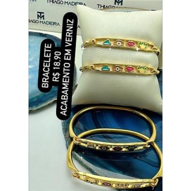 Imagem de Bracelete com Detalhes - 01 Unidade - Banho de Ouro 18K de 2 Milésimos