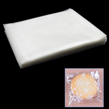 Imagem de Piutouyar Pacote com 300 sacos autoadesivos de celofane, sacos de bolinhas brancas, saco de biscoito para doces, saco plástico autovedante transparente para padaria, chocolate, biscoito, lanches