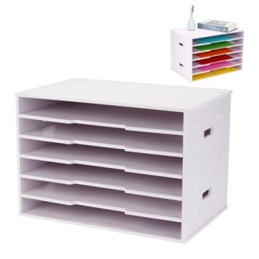 Imagem de YINSHCO Organizador de papel de construção, 30,5 x 45,7 cm, 6 camadas para armazenamento de arquivos de mesa, organizador de papel-cartão, organizador de documentos, organizador de papel para