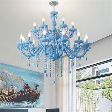 Imagem de Luminária pendente de cristal contemporânea, lustre europeu de luxo para sala de estar, restaurante, quarto infantil, quarto de menina, vila, loja de roupas, salão de beleza (B 18 luzes)