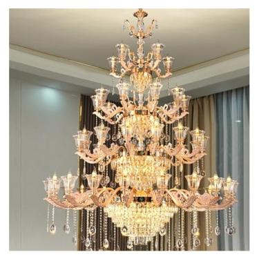 Imagem de Lustre de luxo, lustre de cristal europeu, luminária para sala de estar, luminária para sala de jantar simples e luxuosa, lâmpadas e lanternas para casa em estilo moderno, 50 cabeças D180 H2