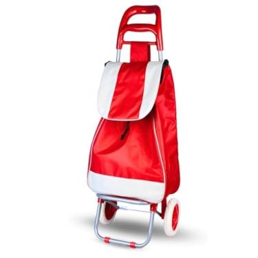 Imagem de Carrinho de Compras com Bolsa Térmica | Suporta 30kg e Dobrável | Ideal para Feira, Supermercado e Compras Diárias |(VERMELHO)