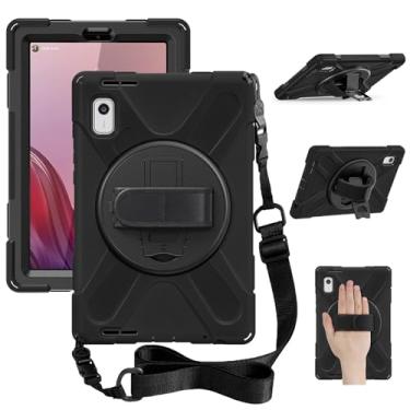 Imagem de DreamerX Capa de transporte para Lenovo Tab M9 2023 de 23 cm TB-310FU/TB-310FX, capa protetora de silicone resistente para crianças com suporte giratório de 360 graus e alça de ombro para Lenovo Tab