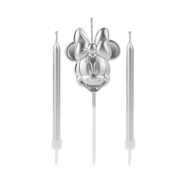 Imagem de Vela Aniversário Minnie 3 Em 1 Metalizado SilverFesta (Prata)