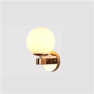 Imagem de Luminária de parede moderna, luminária de parede LED decorativa, luminária de ferro para leitura noturna ao lado da escada, luminária de loft em V, luzes de parede, bola de vidro, dourado e