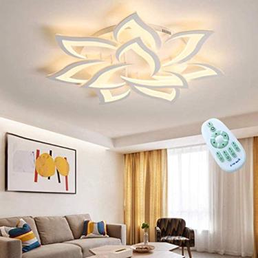 Imagem de Luminária de teto LED moderna de acrílico com flores, luminária de teto regulável com controle remoto, iluminação de teto para quarto de crianças, meninos e meninas, sala de jantar, sala de