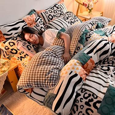 Imagem de Conjunto de capa de edredom de veludo de desenho animado, capa de colcha com zíper oculto, jogo de cama reversível ultra macio para quarto e king 220 x 240 cm (87 x 94 polegadas) (solteiro preto 150 x