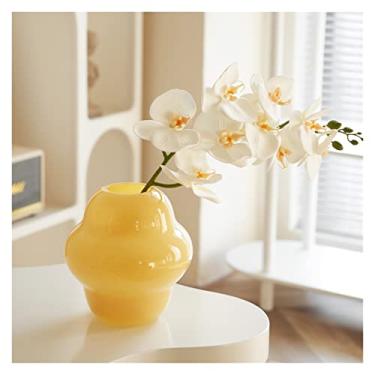 Imagem de Vasos de vidro medieval Fenton jade cremoso francês sala de estar aquicultura arranjo de flores decoração de sala de estar artesanato avançado vaso de decoração de casa (tamanho : CH) ()