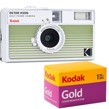 Imagem de Câmera analógica compacta 35mm Kodak Ektar H35N (VERDE) + Filme Kodak Gold 36 poses