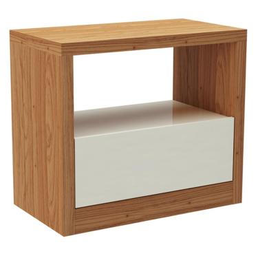 Imagem de Mesa de Cabeceira Moderna 1 Gaveta Cameron D03 Freijó Off White - Lyam Decor