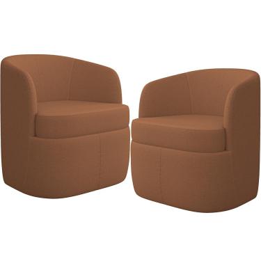 Imagem de KIT 02 Poltronas Decorativa Giratória Para Sala de Estar Siena K01 Bouclê Mostarda - Lyam Decor